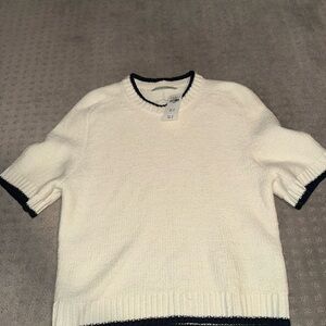 Abercrombie & Fitch Crewneck Sweater White and Black Knit